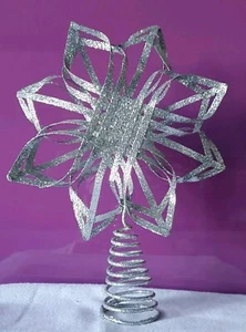House Of Fraser Large Silver Glitter 3D Star Xmas Tree Topper Decoration 20 Cm - Picture 1 of 9