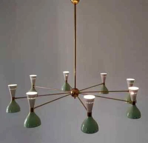 Lámpara de techo italiana Debolo Sputnik años 50 mediados de siglo luz 8 brazos - Imagen 1 de 9