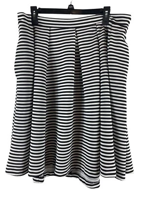 Ashley Stewart Falda Plisada Rayas Blanco Negro 36 x 24 Talla 16 Foto 1 de 3