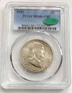 1952 MS66+ Plus FBL CAC Franklin Half Dollar PCGS Graded - Picture 1 of 2