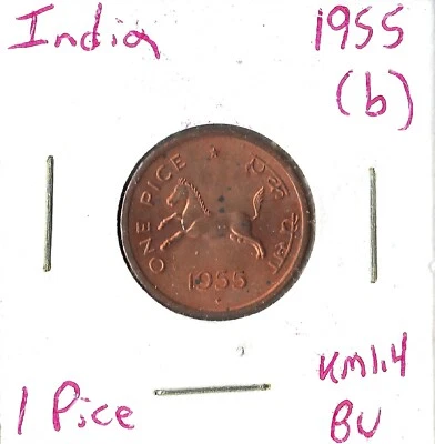 Coin India 1 Pice 1955 (b) KM1.4 - Image 1 of 3