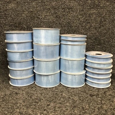 Lot Of 21 Vintage Spools Offray Light Blue Polyester Ribbon 1/4”- 1 1/2” New - Image 1 of 4