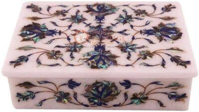 6"x4"x2" Marble Jewelry Vintage Box Pauashell Inaly Floras Singales Day Gift Her - Image 1 of 4