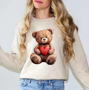 San Valentín Linda Sudadera Corazón Oso - Acogedora Mujer Top, Elegante y Cómoda Regalo para - Imagen 1 de 21