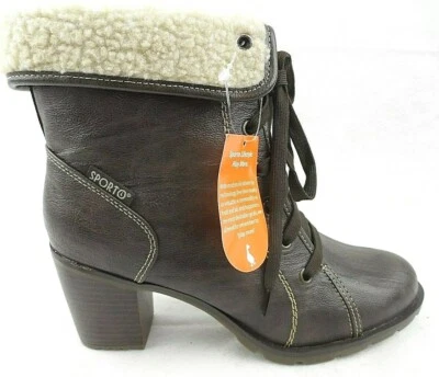 Botas Sporto "Brooks" Marrón Plegables Tacón de Encaje Forradas Invierno Mujer Talla 7.5M Nuevas con Etiquetas Foto 1 de 4