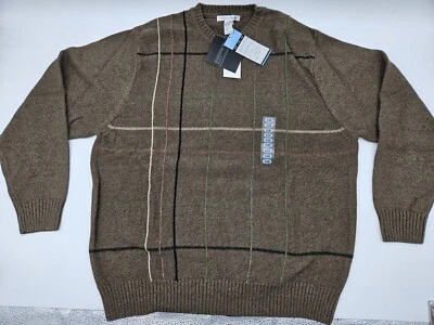 Suéter Geoffrey Beene Talla XXL MARRÓN a Rayas 100% Algodón Nuevo de Lote Antiguo NUEVO  Foto 1 de 4