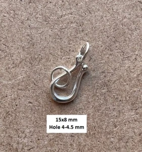 925 Sterling Silver S Shape Clasps S-Hook in Silver. 15x8mm Hole: 4~4.5mm 1-10pc - Picture 1 of 4