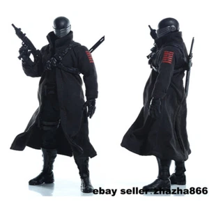 Trench coat negro con cable escala 1/12 ropa para figura de acción de 6"" personalizada - Imagen 1 de 6