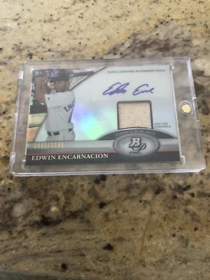 Edwin Encarnación 2011 certificado Topps automático 991/1166 autógrafo juego usado Foto 1 de 2
