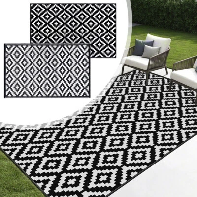 Extra Large Waterproof Picnic Mat Outdoor Garden Camping Beach Rug Black / Grey. - Image 1 of 4