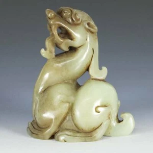 CHINESISCHER NEPHRIT SELADON JADE DRACHE GLÜCKVERHEISSENDES SYMBOL BUDDHISMUS - Bild 1 von 8