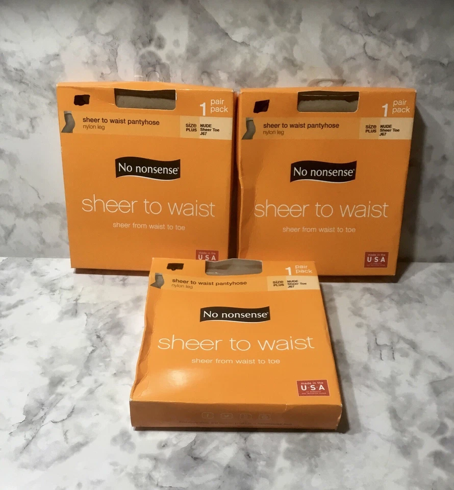 New VTG No Nonsense Sheer to Waist Sheer Toe Pantyhose Sz Plus  Nude Tan #J67 - Image 1 of 2