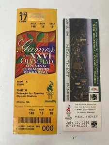 1996 Atlanta Summer Olympics Opening Ceremony Ticket Stub 7/17/96 & Meal Ticket - Picture 1 of 15