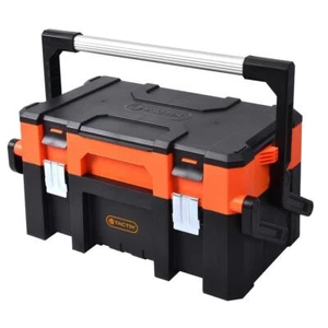 Tactix Tool Box Portable Cantilever Organizer Storage Case Plastic Black 23in - Picture 1 of 5