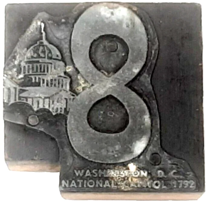 Washington DC National Capitol Printing Block Letterpress Typography - Image 1 of 2