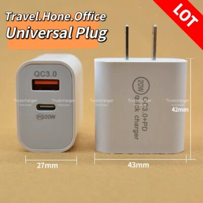 Lot Fast Charger PD 20W USB C QC Block Cube For i Phone 17 16 15 14 13 8 Samsung - Image 1 of 4