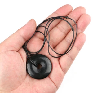 Shungit Shungite Pendant Necklace Donut Pendant 32mm EMF Protection & Healing - Picture 1 of 5