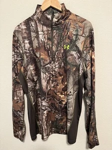 Under Armour Mens XL 1/4 Zip Realtree Camo Scent Control Heat Gear RN96510 - Picture 1 of 11