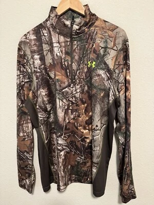 Under Armour Mens XL 1/4 Zip Realtree Camo Scent Control Heat Gear RN96510 - Image 1 of 4