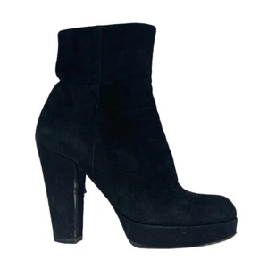 YVES SAINT LAURENT Classic Platform Ankle Boots Sz 38.5 Black Suede Italy AAA - Picture 1 of 10