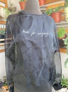 Zara Mesh Top Attached Tank Long Sleeve Black Pullover Crew Neck OVER-SIZED XS - Picture 1 of 13