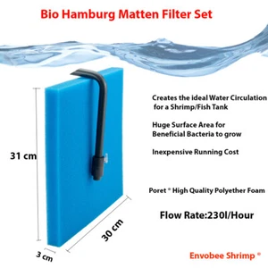 Aquarium Bio Sponge Filter Set Poret® 31x30x3cm Media shrimp fish Foam HMF - Picture 1 of 6