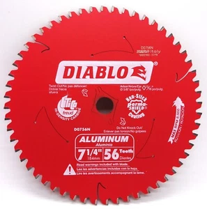(J) Diablo D0756NA 7-1/4" x 56-Teeth Saw Blade for Thick Aluminum - Picture 1 of 1