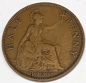 # C3033    GREAT BRITAIN     COIN,     HALF  PENNY    1936 - Picture 1 of 2