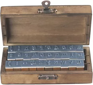 Vintage - Stempelset: 30 x Alphabet Holz Stempel / Buchstabenstempel in Holzbox - Bild 1 von 4