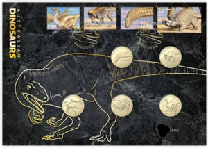 2022 DINOSAURS 5 COIN PRIVY MARK LIMITED ED GOLD FOIL IMPRESSIONS PNC 283/500 - Picture 1 of 1