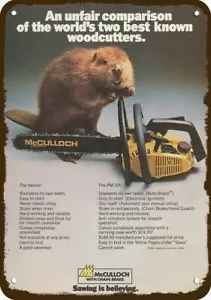 1980 McCULLOCH PM320 KETTENSÄGE BIBER Vintage Look DEKO REPLIKAT METALLSCHILD - Bild 1 von 1