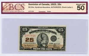1923 25 Cents Dominion of Canada DC-24a AUTHORIZED - PMG About UNC 50 - Picture 1 of 2