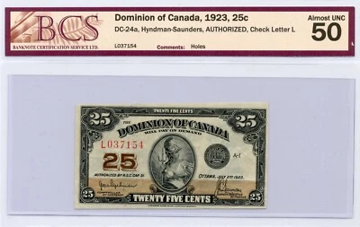 1923 25 Cents Dominion of Canada DC-24a AUTHORIZED - PMG About UNC50 - Image 1 of 2