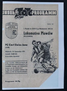 Kopie FC Carl Zeiss Jena - Lokomotive Plowdiw 15.09.1971 EC DDR Programm - Bild 1 von 1
