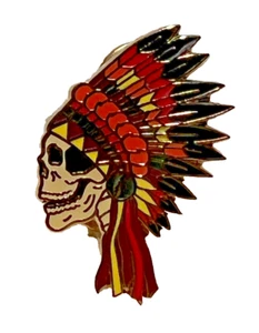 Grateful Dead Pin Native American Indian Headdress Skull Black Orange Yellow Red - Picture 1 of 1
