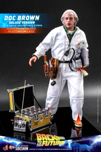 BACK TO THE FUTURE HOT TOYS DOC BROWN MMS610 NEW /INCL. BROWN SHIPPER/ DELUXE ED - Picture 1 of 3