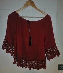 Red Bardot Top Size 16 NWT - Picture 1 of 5