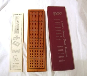 Vintage Drueke Cribbage Board 3 Player Natural Finish Hardwood Complete With Box - Picture 1 of 1