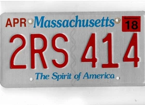 MASSACHUSETTS passenger 2018 license plate "2RS 414" ***NATURAL*** - Picture 1 of 1