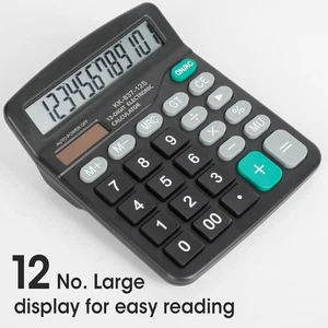 12 Digit Calculator with Large LCD Display with Solar  & Battery Dual Power - Picture 1 of 6