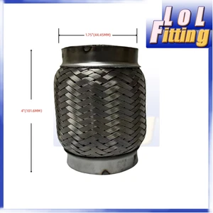 1 3/4 inch ID Exhaust Flex Pipe Heavy Duty Stainless Steel Braided 1.75" x 4" OL - Picture 1 of 4