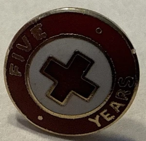 Vintage Red Cross 5 Years of Service Enameled Gold Filled Pin - Picture 1 of 3
