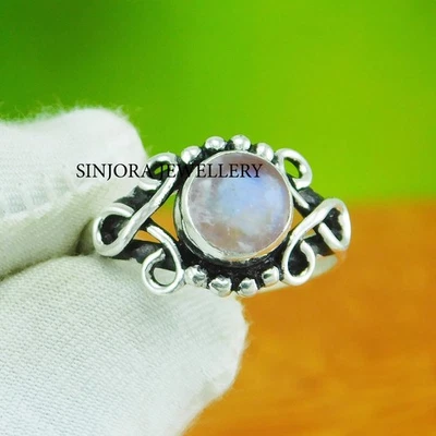 Anello regalo fatto a mano in argento sterling 925 pietra di luna... - Immagine 1 di 4