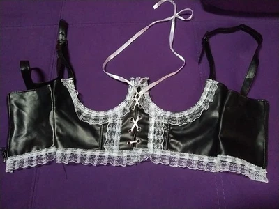 Women's Size Small Pirate Renaissance Kawaii Cosplay Costume Black Lace Bra - Image 1 of 4