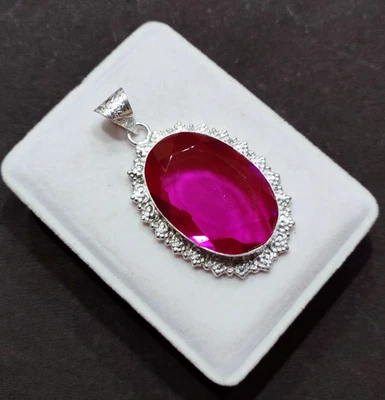 Ciondolo pietra preziosa quarzo tormalina rosa ciondolo argento sterling... - Immagine 1 di 4