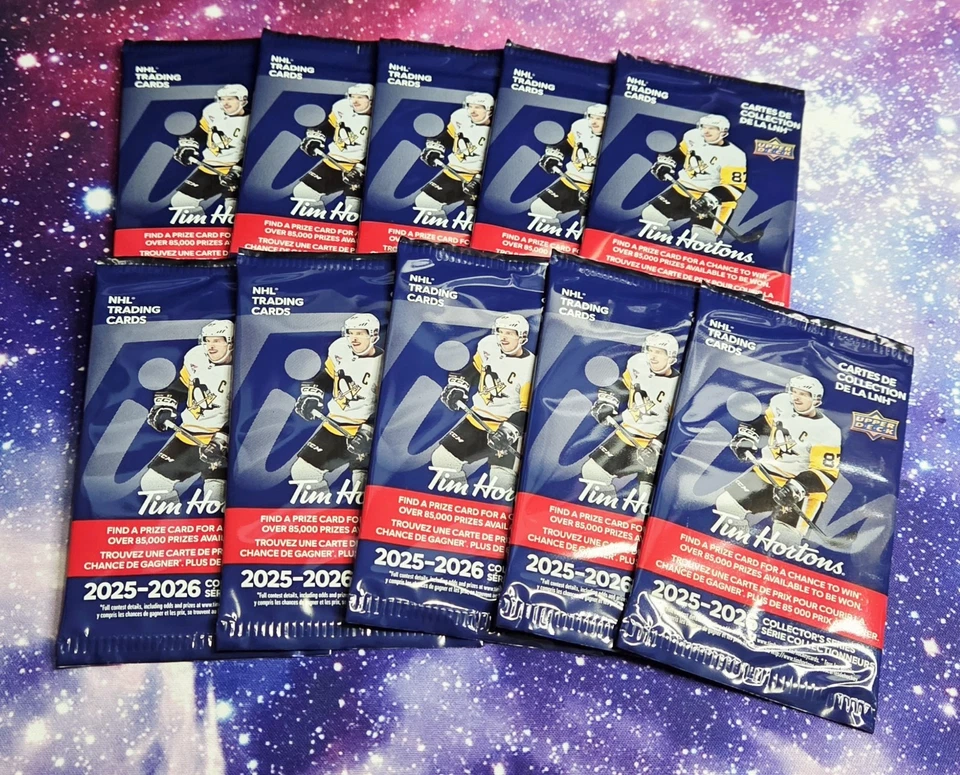 2025-26 UD TIM HORTONS 10 PAQUETES TARJETAS DE HOCKEY SELLADAS/MCDAVID/CROSBY/BEDARD?????? Foto 1 de 1