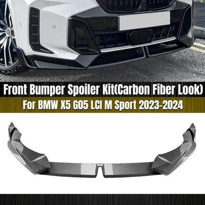 Carbon Fiber Look Front Bumper Splitter Lip For BMW X5 G05 LCI M Sport 2023-2024 - Image 1 of 4