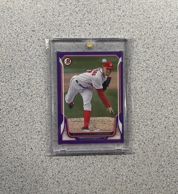 Bowman Baseball #213 Stephen Strasburg 2014 papel púrpura/10 WS MVP RARO Foto 1 de 2