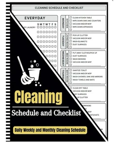Cleaning Schedule and Checklist: Daily Weekly Monthly Household Cleaning Booklet - Imagen 1 de 5