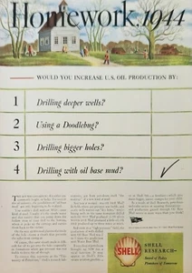 1944 Shell Oil Company anuncio vintage tarea aumentarías la producción de petróleo de Estados Unidos - Imagen 1 de 1